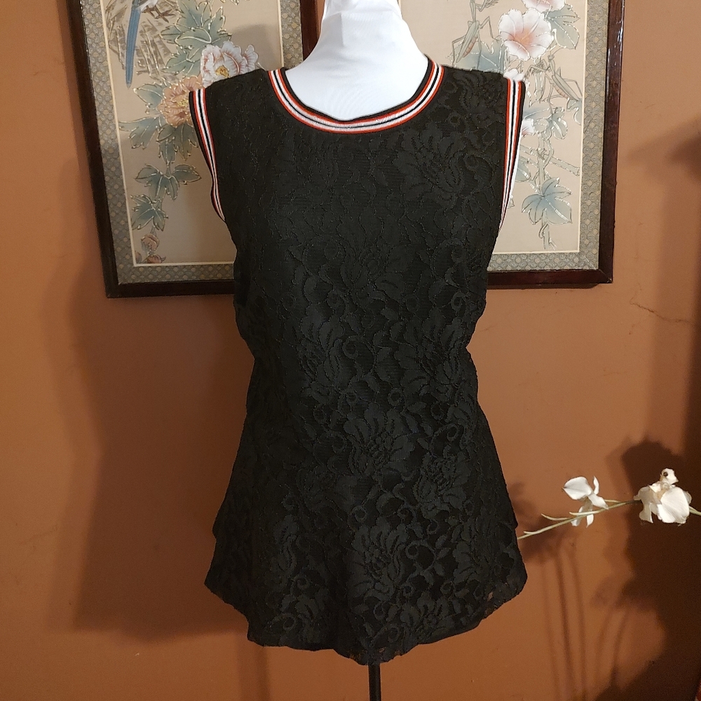 🍒🐈‍⬛ 🍒Lovely Feminine Victorian Inspired Floral Lace Hi-Lo Cami Tank Top - XL